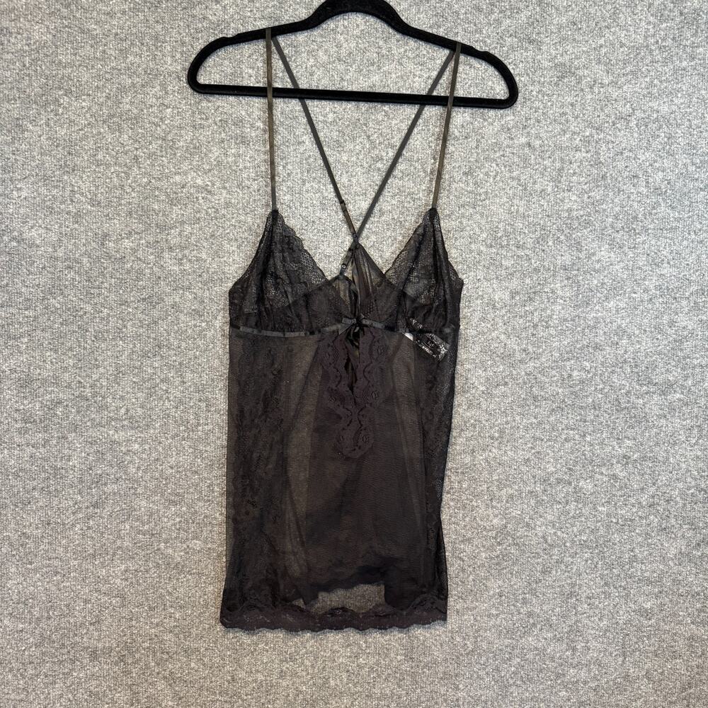 Adore Me Lingerie Womens XL Black Sheer Lace Unlined Stretch Slip Sexy Sleepwear